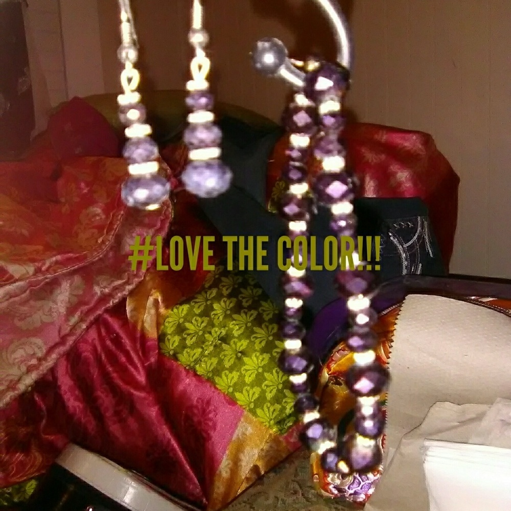 Homemade beaded earrings and bracelet